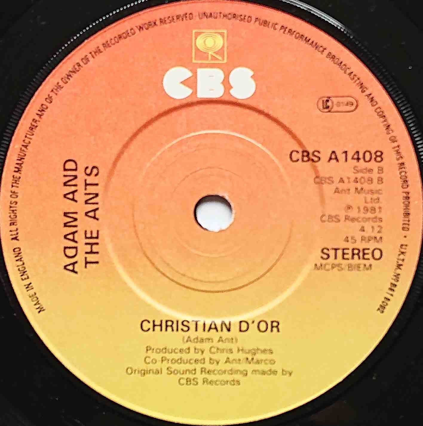 A 1408 Prince charming Adam and the Ants Label